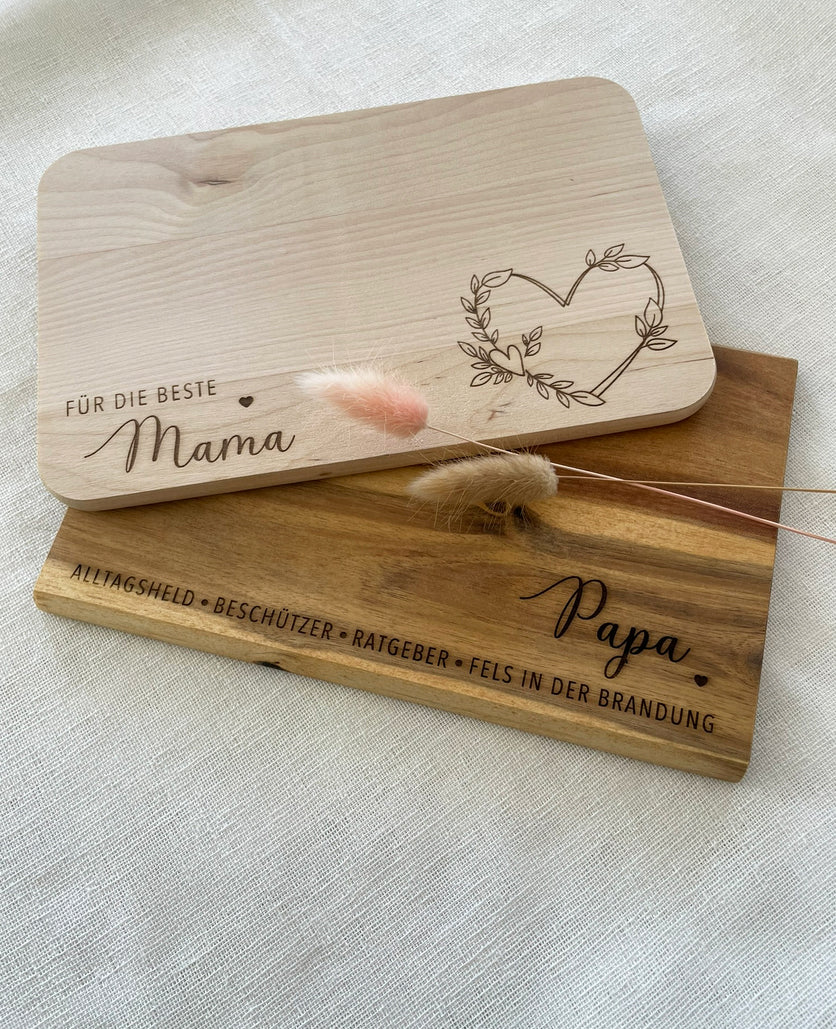 Frühstücksbrett Mama | Papa | Jausenbrett